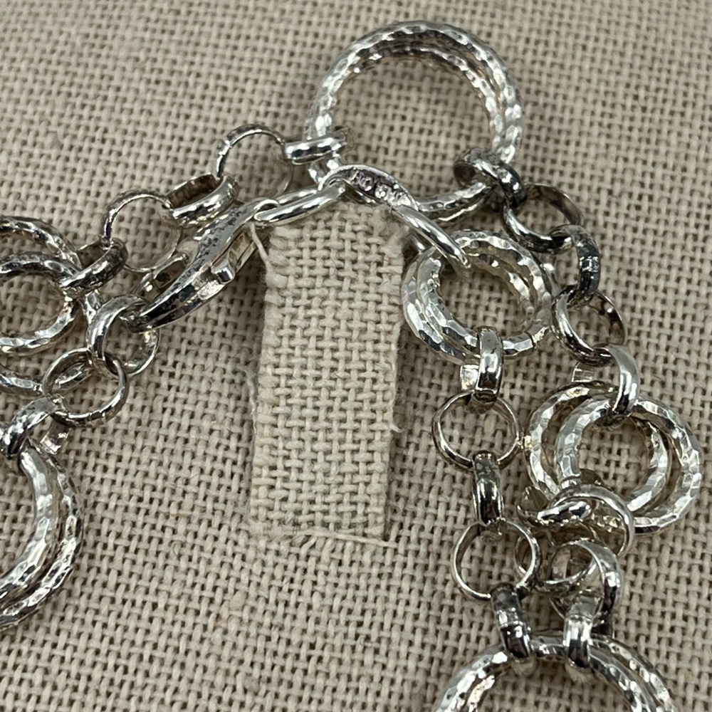 Vintage 1990s Sterling Silver 925 Geometric Bracelet - 7 inches - Picture 12 of 15
